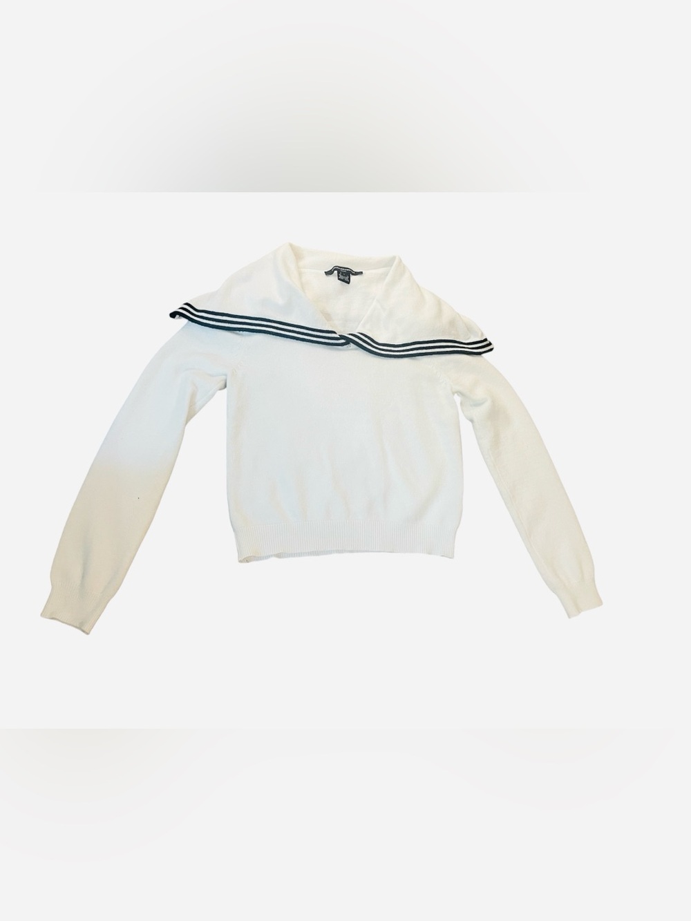 French Connection White Sweater with Black Stripes